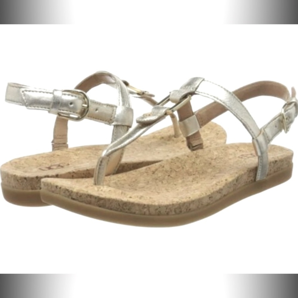 UGG Aleigh Gold Sandals with Metallic Finish 7